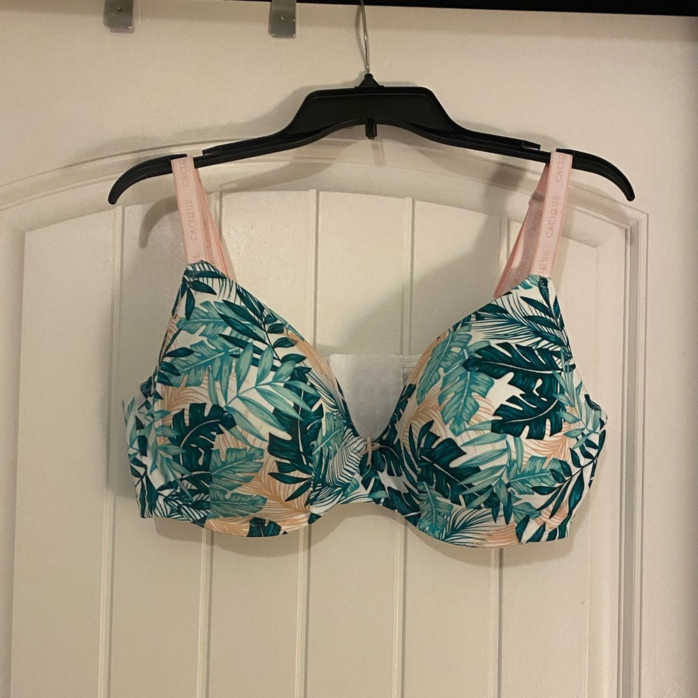 Cacique 42DD Tropical Print Bra EUC